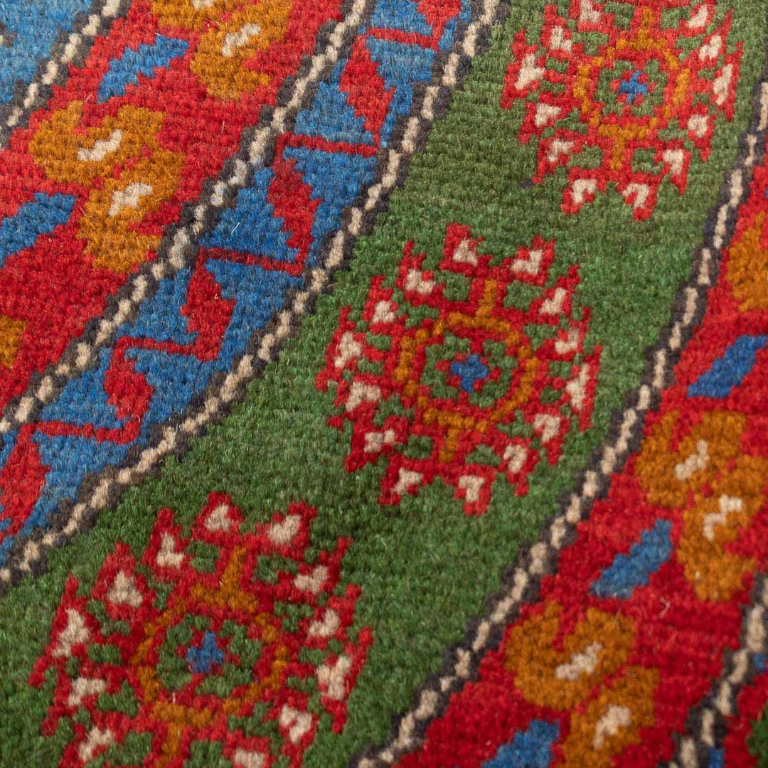 שטיח אפגני בוכרה עגול 00 אדום/כחול 195*201 | Bokhara Rug