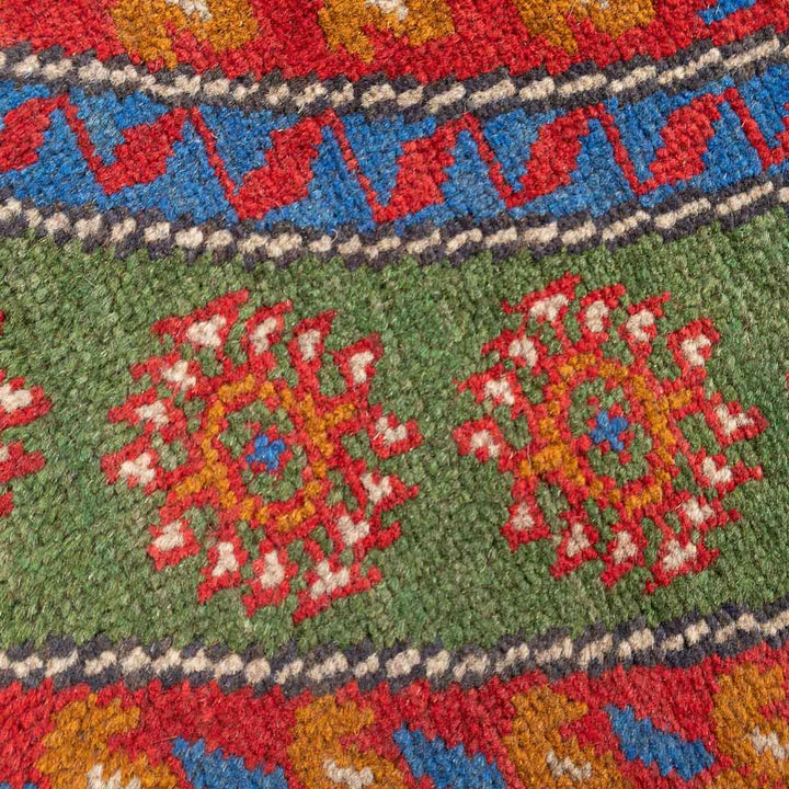 שטיח אפגני בוכרה עגול 00 אדום/כחול 195*201 | Bokhara Rug