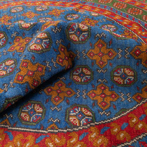 שטיח אפגני בוכרה עגול 00 אדום/כחול 195*201 | Bokhara Rug