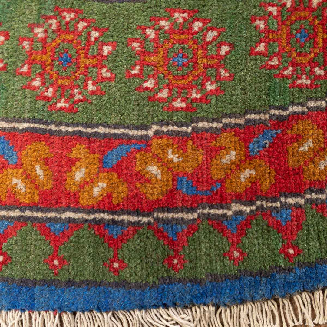 שטיח אפגני בוכרה עגול 00 אדום/כחול 195*201 | Bokhara Rug