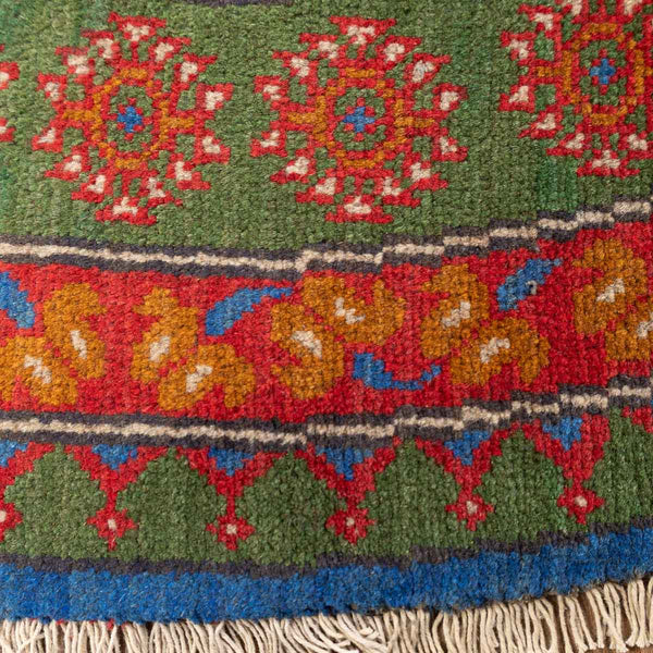 שטיח אפגני בוכרה עגול 00 אדום/כחול 195*201 | Bokhara Rug