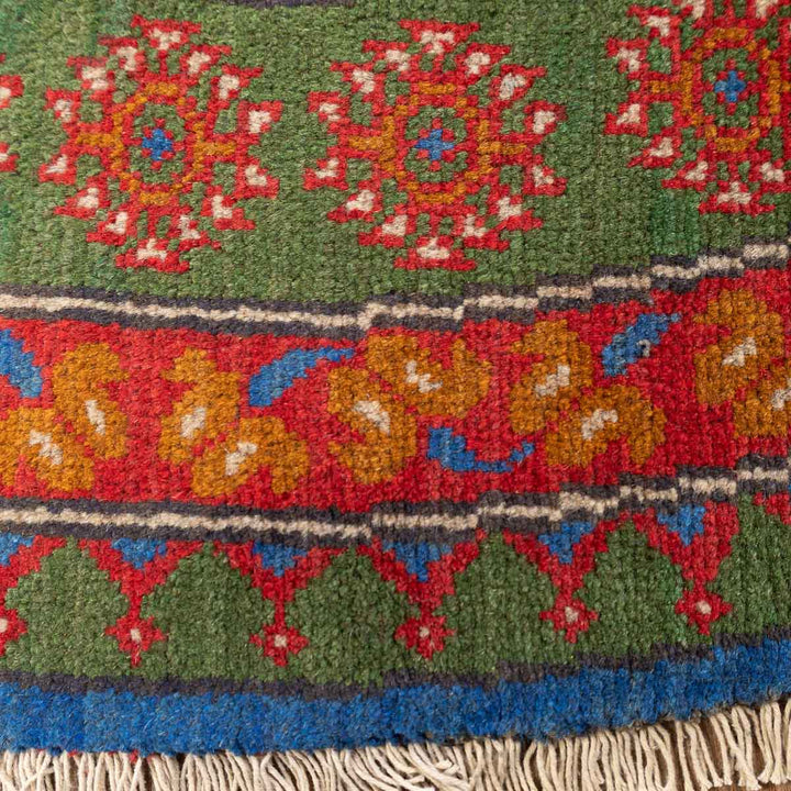 שטיח אפגני בוכרה עגול 00 אדום/כחול 195*201 | Bokhara Rug