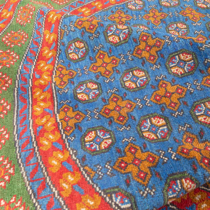 שטיח אפגני בוכרה עגול 00 אדום/כחול 195*201 | Bokhara Rug