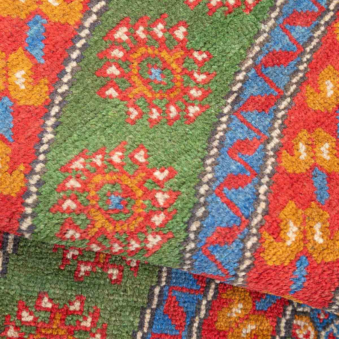 שטיח אפגני בוכרה עגול 00 אדום/כחול 195*201 | Bokhara Rug