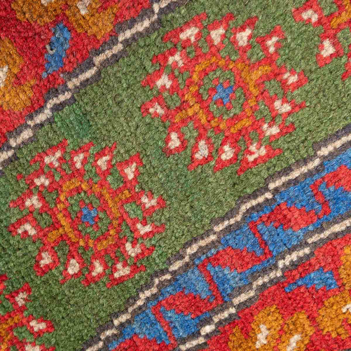 שטיח אפגני בוכרה עגול 00 אדום/כחול 195*201 | Bokhara Rug