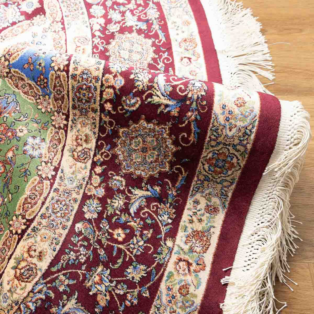 שטיח קום משי ירוק 14 צבעוני | QOM