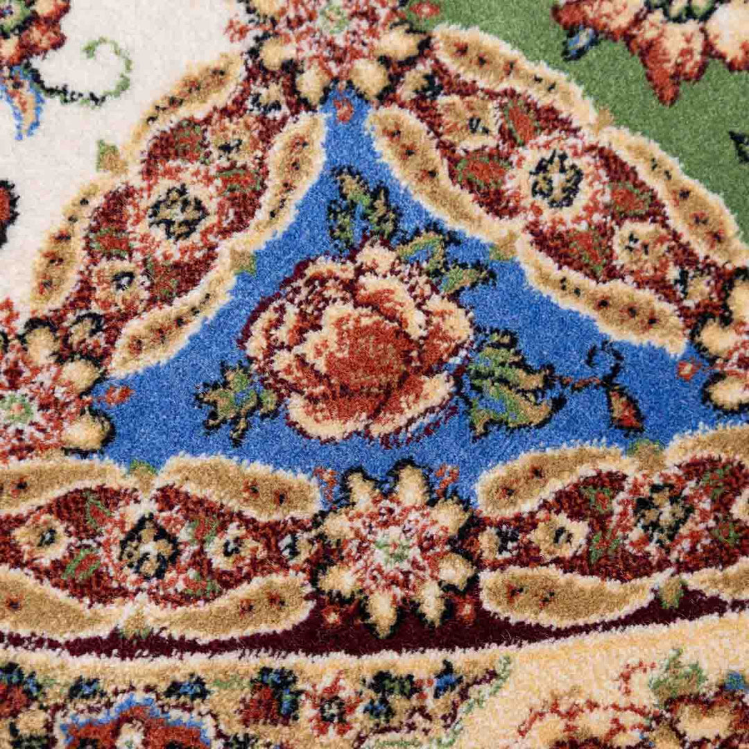 שטיח קום משי ירוק 14 צבעוני | QOM