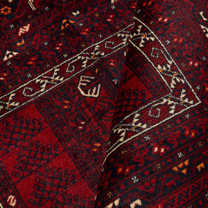 שטיח אפגנן קונדוז 00 אדום 242*165 | Afghan Kunduz Hand-Knotted