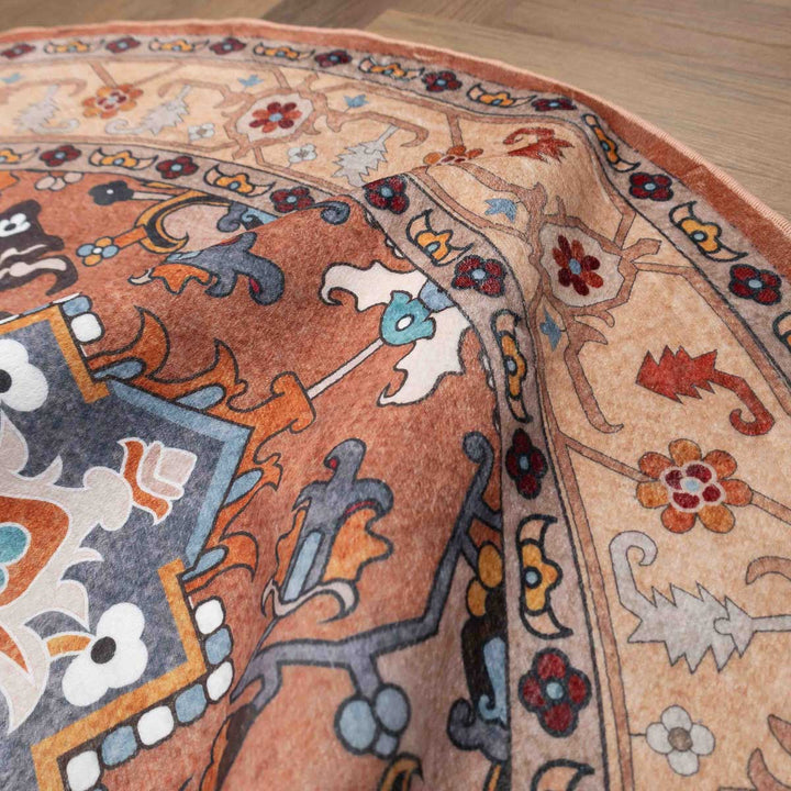 שטיח רחיץ מלטה  03 עגול צבעוני | Malta Washable Rug