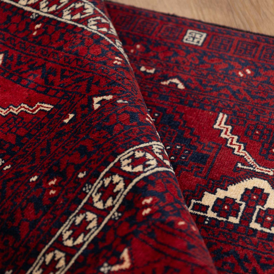 שטיח אפגנן קונדוז 00 אדום 240*153 | Afghan Kunduz Hand-Knotted