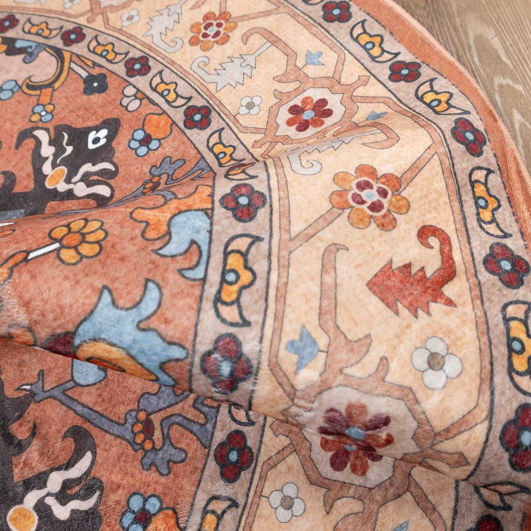 שטיח רחיץ מלטה  03 עגול צבעוני | Malta Washable Rug