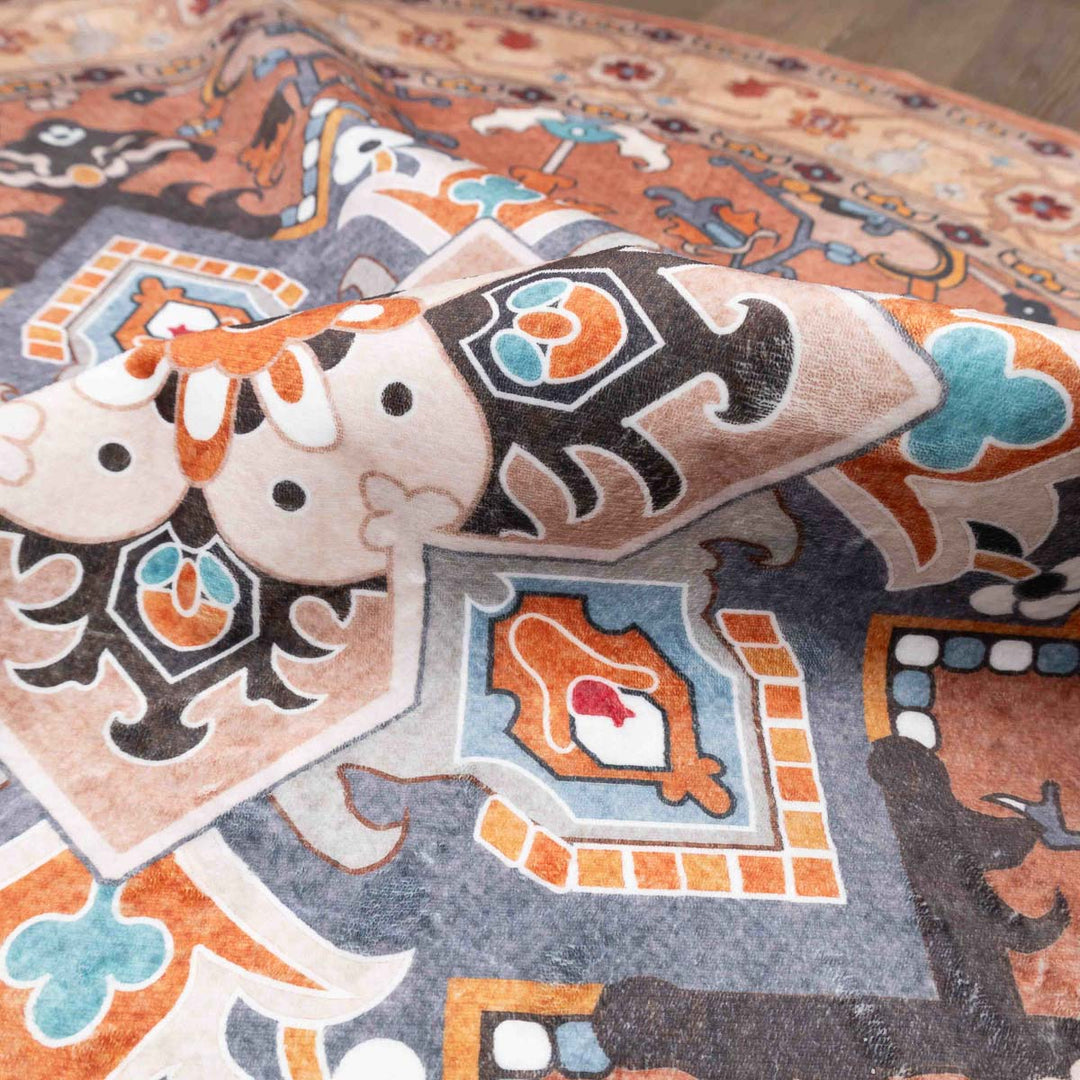 שטיח רחיץ מלטה  03 עגול צבעוני | Malta Washable Rug