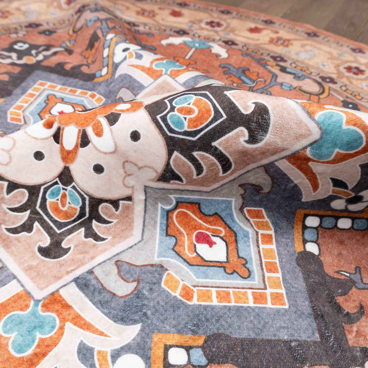 שטיח רחיץ מלטה  03 עגול צבעוני | Malta Washable Rug
