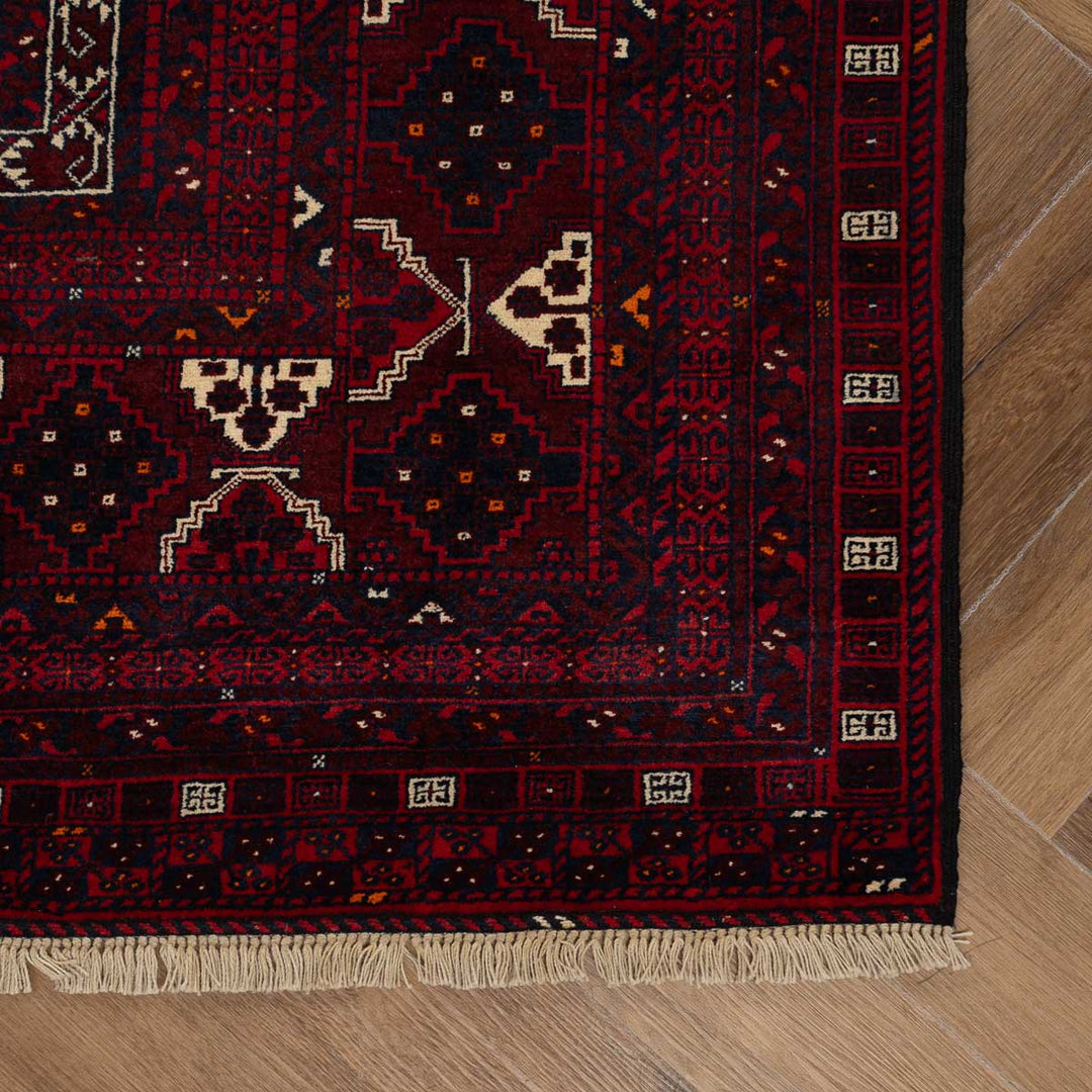 שטיח אפגנן קונדוז 00 אדום 246*159 | Afghan Kunduz Hand-Knotted