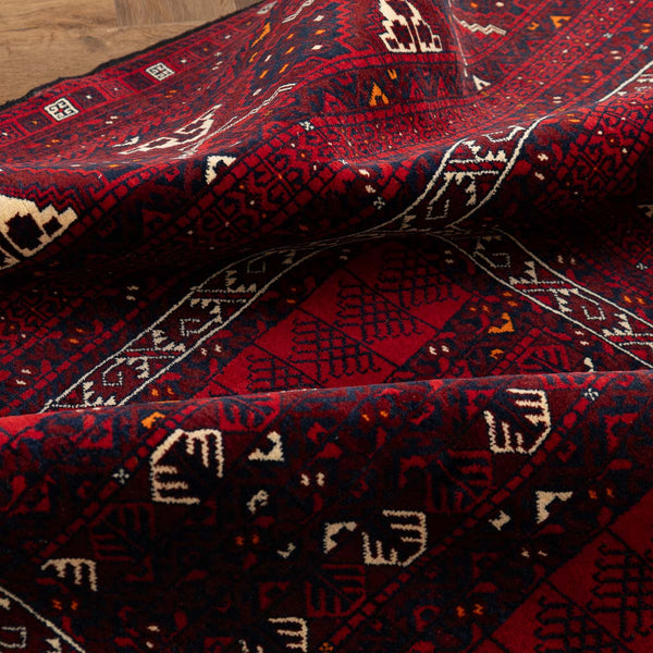 שטיח אפגנן קונדוז 00 אדום 246*159 | Afghan Kunduz Hand-Knotted