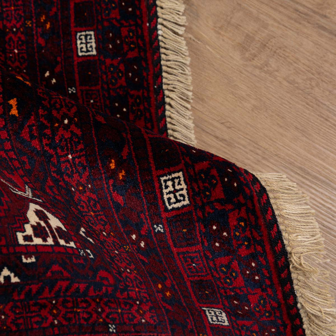שטיח אפגנן קונדוז 00 אדום 246*159 | Afghan Kunduz Hand-Knotted