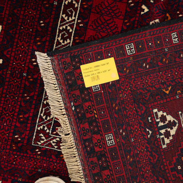 שטיח אפגנן קונדוז 00 אדום 246*159 | Afghan Kunduz Hand-Knotted