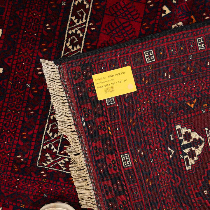 שטיח אפגנן קונדוז 00 אדום 246*159 | Afghan Kunduz Hand-Knotted
