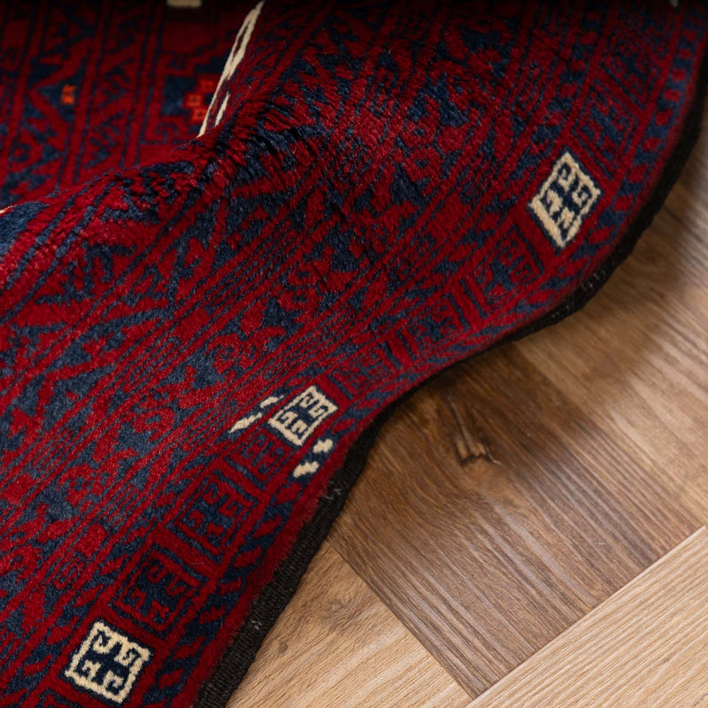 שטיח אפגנן קונדוז 00 אדום 246*151 | Afghan Kunduz Hand-Knotted