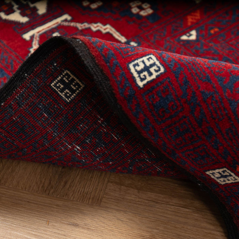 שטיח אפגנן קונדוז 00 אדום 246*151 | Afghan Kunduz Hand-Knotted