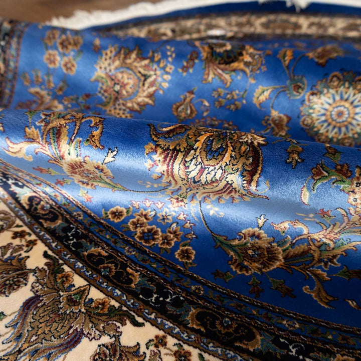 שטיח קום משי 21 כחול עגול | QOM