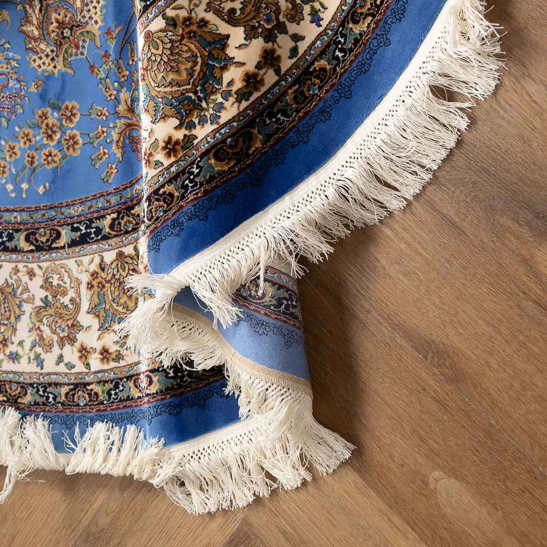 שטיח קום משי 21 כחול עגול | QOM