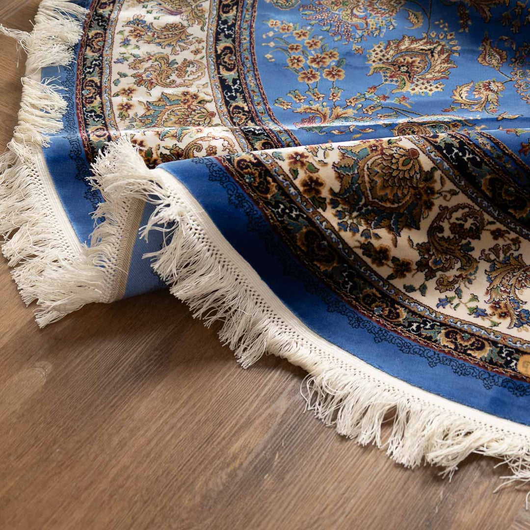 שטיח קום משי 21 כחול עגול | QOM