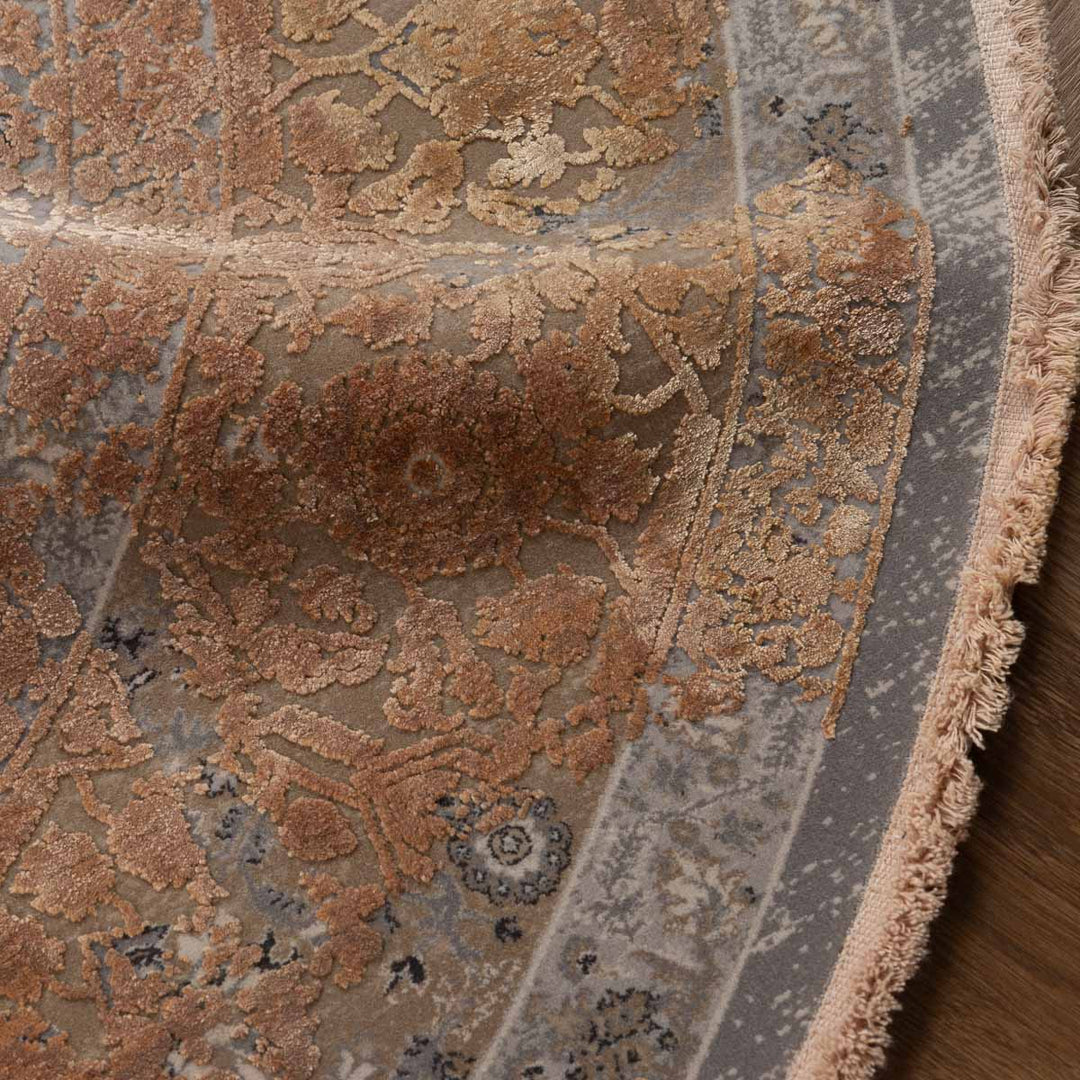 שטיח היסטוריה 01 אפור\כתום עגול | Historia