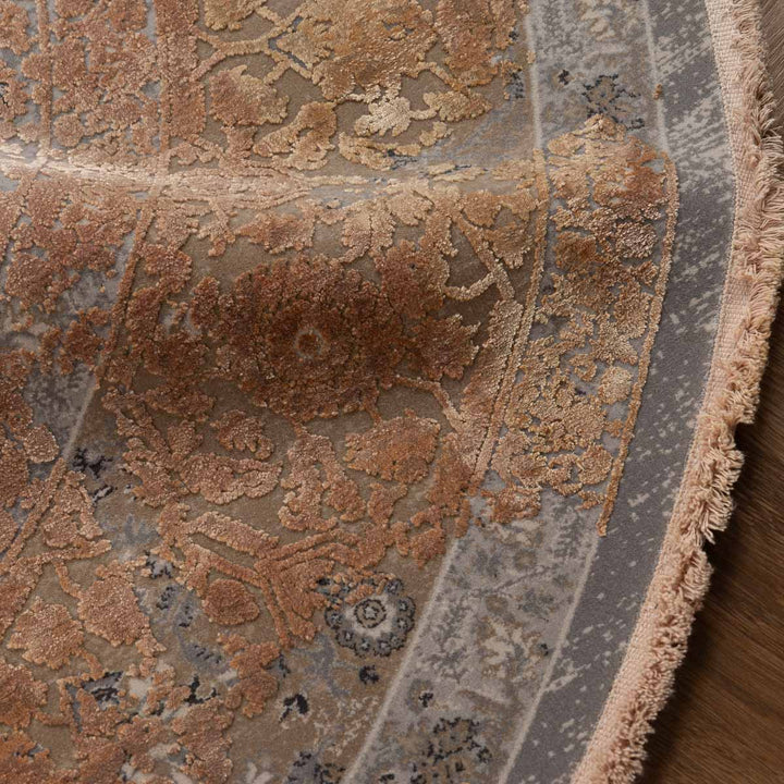 שטיח היסטוריה 01 אפור\כתום עגול | Historia