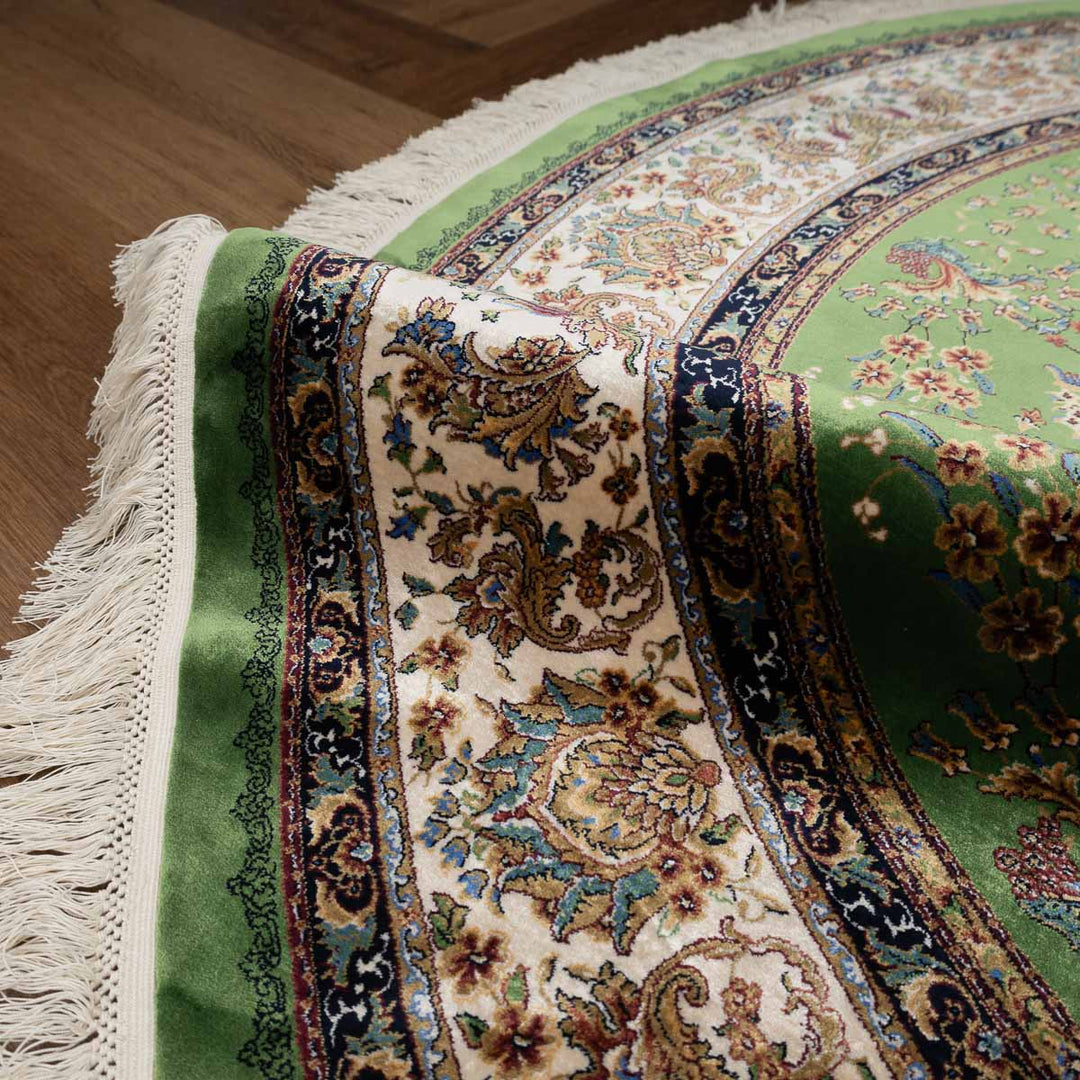 שטיח קום משי 22 ירוק עגול | QOM