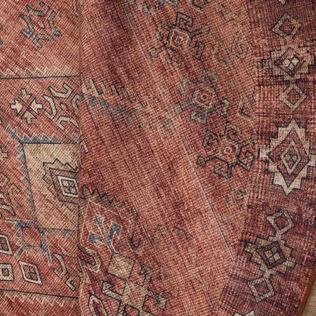 שטיח וינטאז' רוז 05 אדום בריק עגול