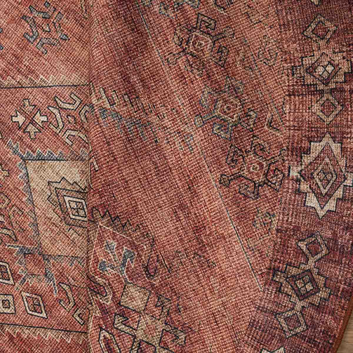 שטיח וינטאז' רוז 05 אדום בריק עגול