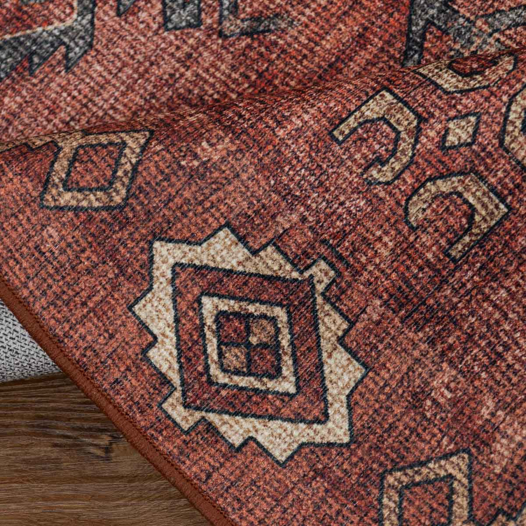 שטיח וינטאז' רוז 05 אדום בריק עגול