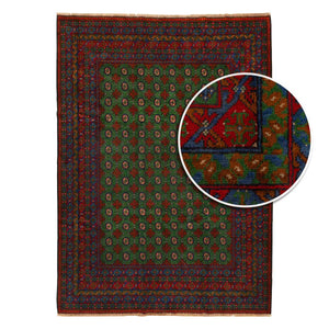 שטיח אפגני בוכרה 00 ירוק 356*258 | Bokhara Rug
