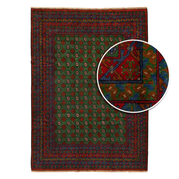 שטיח אפגני בוכרה 00 ירוק 356*258 | Bokhara Rug