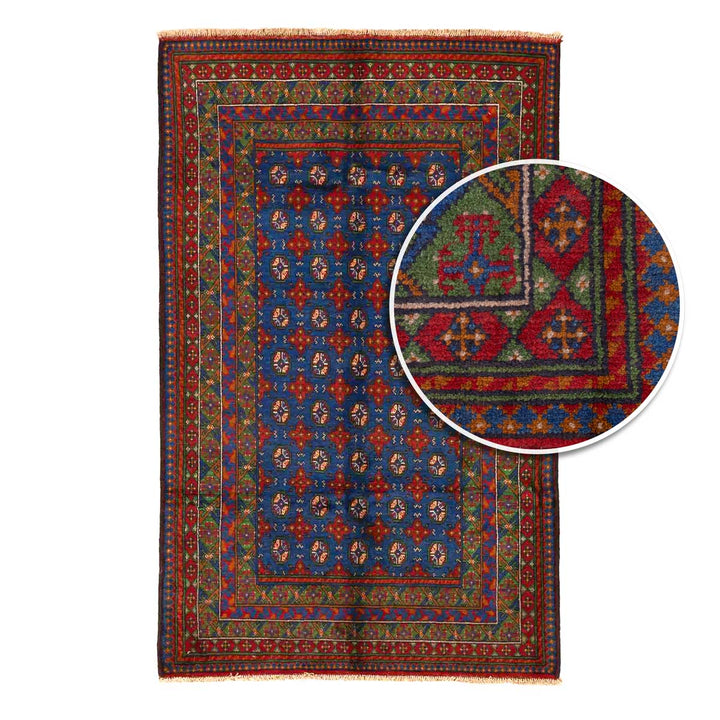 שטיח אפגני בוכרה 00 כחול 245*152 | Bokhara Rug
