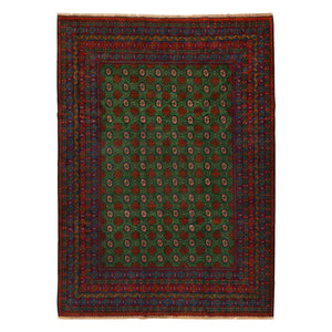 שטיח אפגני בוכרה 00 ירוק 356*258 | Bokhara Rug