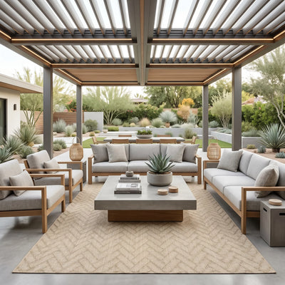 שטיח ונציה 05 בז' | Venice Indoor/Outdoor Rug, Dreamy Morning Glow, styled props.