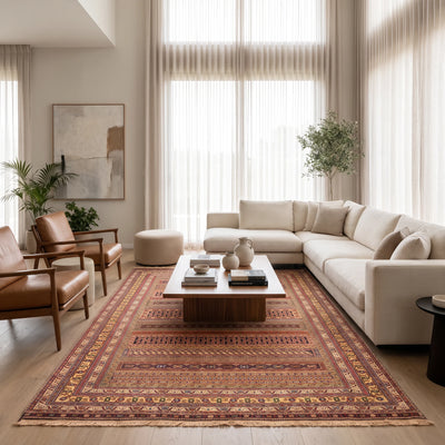 שטיח סומק פרסי 00 צבעוני 292*193 | Persian Sumak, Dreamy Morning Glow, styled props.