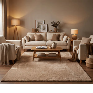 שטיח שאגי פרווה 01 בז' | Shagy, Cozy Evening Mood, styled props.