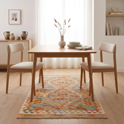 שטיח קילים אפגני 00 צבעוני 136*83, Dreamy Morning Glow, styled props.