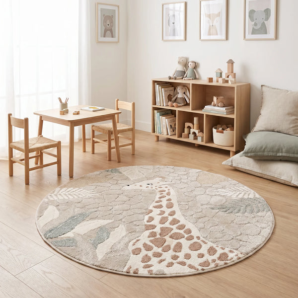 שטיח ג'ירף 01 אפור עגול, Dreamy Morning Glow, styled props.