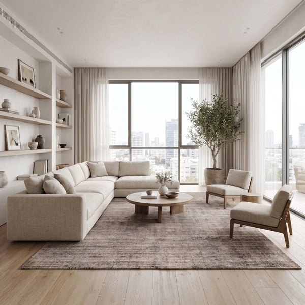 שטיח משי במבוק 02 BEIGE, Dreamy Morning Glow, styled props.