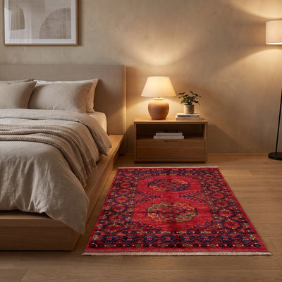 שטיח אפגני ארזרי 00  אדום  00 148*100 | Afghani Erzarie, Cozy Evening Mood, styled props.