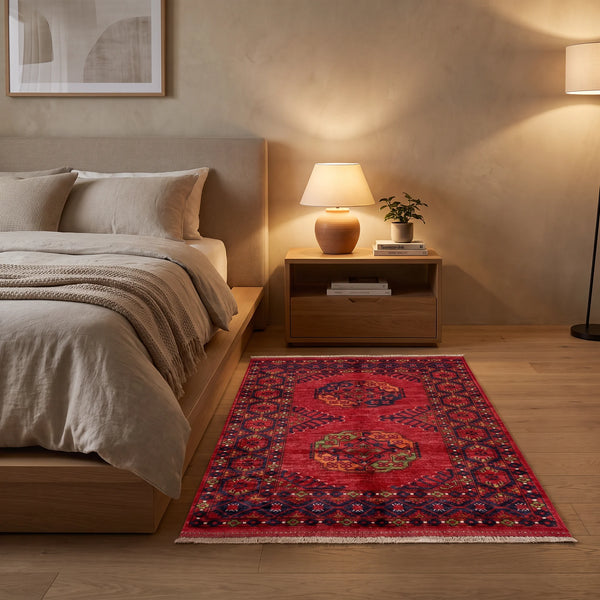 שטיח אפגני ארזרי 00  אדום  00 148*100 | Afghani Erzarie, Cozy Evening Mood, styled props.