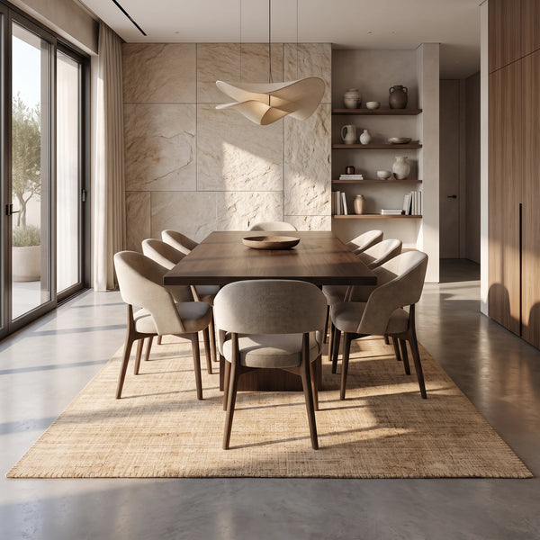שטיח משי במבוק 02 DARK BEIGE, Clear Sunny Day, styled props.