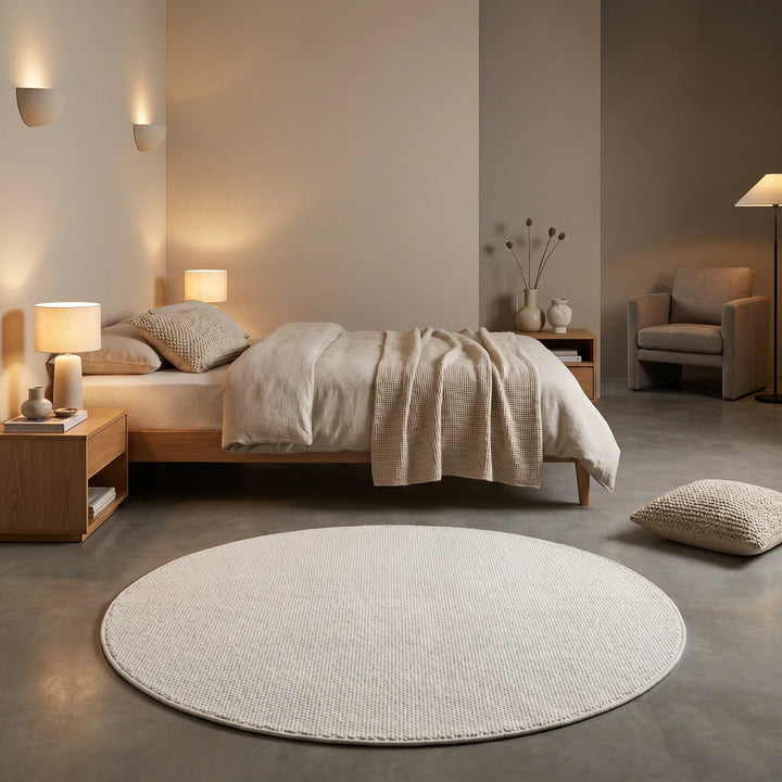 שטיח לופס 01 קרם עגול | Loops, Cozy Evening Mood, styled props.