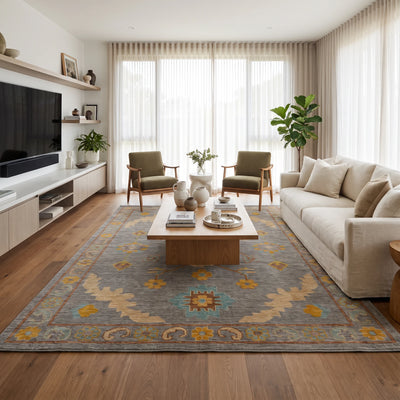 שטיח אושק 00 אפור 404*301 | Oushak, Dreamy Morning Glow, styled props.