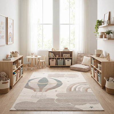 שטיח כדור פורח 01 קרם, Dreamy Morning Glow, styled props.
