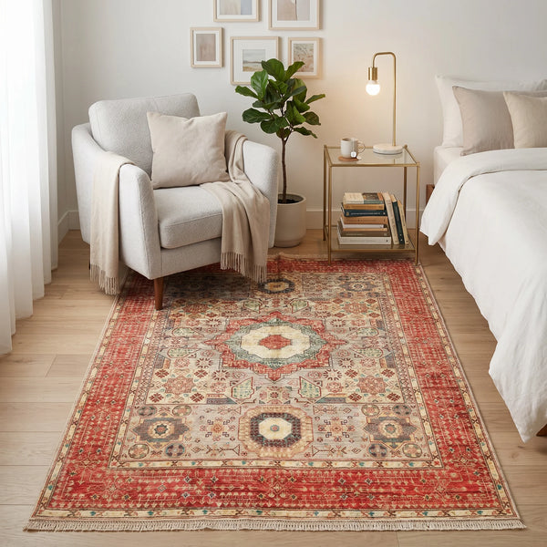 שטיח ממלוק 00 צבעוני 197*155 | Mamluk, Dreamy Morning Glow, styled props.